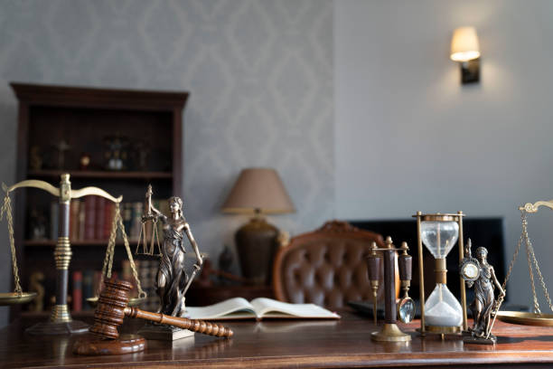 Law symbols composition: gavel, scale and Themis statue. Westwing Solicitors High Wycombe Office